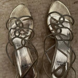 Stuart Weitzman gold with crystals strappy sandals 8.5 M